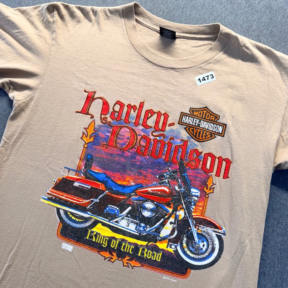 Harley-Davidson King of the Road Graphic T-Shirt Tan Single Stitch Mens L
